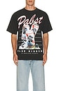 view 4 of 4 Pabst Blue Ribbon Stacked Boxy Tee in Black Pigment