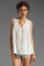 view 1 of 3 Linen/Cotton Voile Sleeveless Smocked Blouse in White