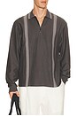 view 1 of 4 Panel Long Sleeve Zip Polo in Charcoal
