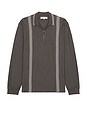 view 5 of 4 Panel Long Sleeve Zip Polo in Charcoal