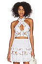 view 1 of 4 Le Licou Halterneck Top in Embroidered Linen & Lace