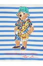 view 3 of 3 Kids Novelty Bear Graphic Striped Sweatshirt in Nevis & Scottsdale Blue Bear