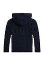 view 2 of 5 Long Sleeve Cable Knit Full-Zip Hoodie in Navy