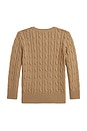 view 2 of 2 Long Sleeve Cable Knit Crewneck Sweater in Camel Heather