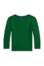 view 1 of 5 Long Sleeve Cable Knit Crewneck Sweater in Athletic Green