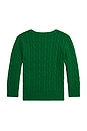 view 2 of 5 Long Sleeve Cable Knit Crewneck Sweater in Athletic Green