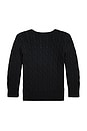 view 2 of 2 Long Sleeve Cable Knit Crewneck Sweater in Polo Black