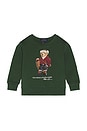 view 1 of 5 Long Sleeve Fleece Bear Graphic Crewneck Sweatshirt in Bear Bottle Green