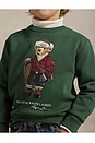 view 5 of 5 Long Sleeve Fleece Bear Graphic Crewneck Sweatshirt in Bear Bottle Green