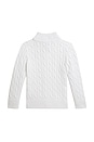 view 2 of 2 Kids Cotton Cable Knit Mockneck Sweater in White