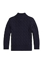 view 2 of 2 Kids Cotton Cable Knit Mockneck Sweater in Navy