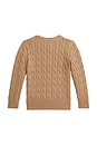 view 2 of 2 Kids Cotton Cable Knit Crewneck Sweater in Camel Heather