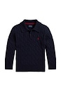 view 1 of 2 Kids Long Sleeve Cotton Cable Polo Crewneck Sweater in Rl Navy