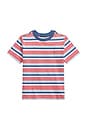 view 1 of 2 Kids Short Sleeve Jersey Knit Striped Crewneck T-shirt in Adirondack Berry Multi