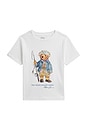 view 1 of 2 Kids Short Sleeve Jersey Knit Fishing Polo Bear T-shirt in White