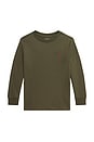 view 1 of 2 Kids Long Sleeve Cotton Jersey Crewneck T-shirt in Cruise Olive