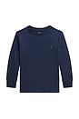 view 1 of 2 Kids Long Sleeve Cotton Jersey Crewneck T-shirt in Rustic Navy