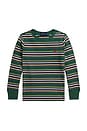 view 1 of 2 Kids-sleeve Jersey Knit Striped Crew Neck T-shirt in Verano Green Multi