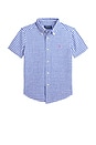view 1 of 2 Kids Short Sleeve Linen Sport Shirt in Royal & White