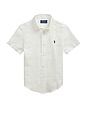 view 1 of 2 Kids Short Sleeve Linen Sport Shirt in White