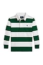 view 1 of 2 Long Sleeve Striped Rugby in White & New Forest