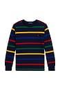 view 1 of 2 Long Sleeve Colorblocked Stripe T-Shirt in Refined Navy Multi