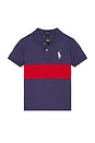 view 1 of 2 Kids Short Sleeve Cotton Jersey Center Stripe Polo in Classic Blue