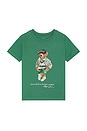 view 1 of 2 Kids Short Sleeve Cotton Jersey Novelty Bear Graphic T Shirt in Fairway Green Bear