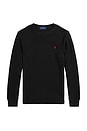 view 1 of 2 Long Sleeve Waffle Knit Crewneck T-Shirt in Polo Black