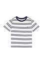 view 1 of 2 Short Sleeve Jersey Knit Striped Crewneck T-shirt in Deckwash White Multi
