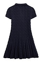 view 2 of 4 Short Sleeve Cable Knit Polo Dress in Navy & Cream