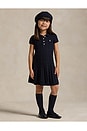 view 3 of 4 Short Sleeve Cable Knit Polo Dress in Navy & Cream