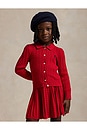view 3 of 5 Long Sleeve Cable Knit Cardigan With Skirt in Red & Navy