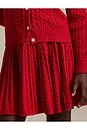view 5 of 5 Long Sleeve Cable Knit Cardigan With Skirt in Red & Navy