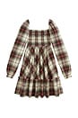 view 1 of 2 Long Sleeve Plaid Smocked Dress in Cream Stewart Tartan