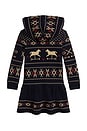 view 2 of 2 Long Sleeve Lightweight Fleece Fairisle Hoodie Dress in Weathervane Fairisle Navy