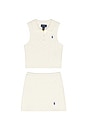 view 1 of 2 Sleeveless Cotton Cable Knit Sweater With Skirt in Deckwash White