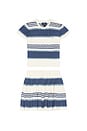 view 1 of 2 Short Sleeve Cotton Mini Cable Knit Striped Shirt With Skirt in Deckwash White Multi