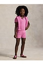 view 3 of 5 Kids Cotton Mini Cable Knit Short in Laguna Pink & Tiller Green
