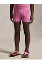 view 4 of 5 Kids Cotton Mini Cable Knit Short in Laguna Pink & Tiller Green