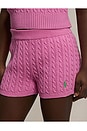 view 5 of 5 Kids Cotton Mini Cable Knit Short in Laguna Pink & Tiller Green