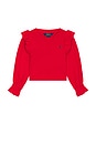 view 1 of 2 Kids Rib Ruffle Crewneck in Red