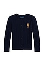 view 1 of 2 Long Sleeve Bear Cable Knit Cardigan in Cruise Navy