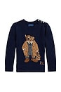 view 1 of 2 Kids Long Sleeve Intarsia Bear Sweater in Cruise Navy