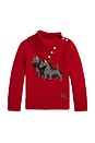 view 1 of 2 Long Sleeve Intarsia Dog Turtleneck Sweater in Ralph Red