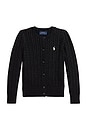 view 1 of 2 Long Sleeve Cable Knit Cardigan in Black