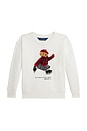 view 1 of 2 Long Sleeve Lightweight Fleece Bear Graphic Sweatshirt in Trophy Cream