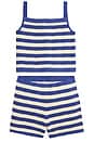 view 2 of 5 Kids Striped Sweater Tank Top With Matching Short in Charter Blue With Cream Stripe