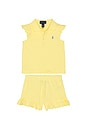 view 1 of 2 Sleeveless Stretch Mesh Eyelet Polo Shirt With Short in T-bird Yellow