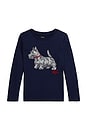 view 1 of 2 Long Sleeve Scotty Dog Graphic T-Shirt in Refined Navy